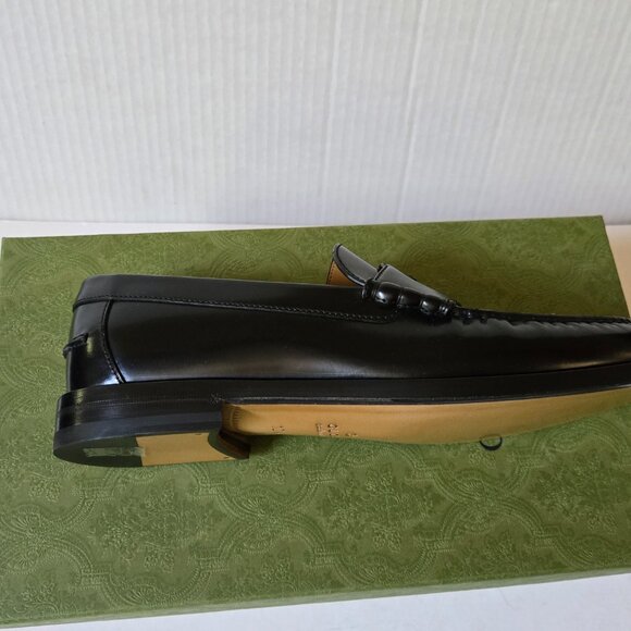 NIB Gucci Millennial Ribot interlocking G black leather loafers- G 10.5 US 11.5 - Picture 9 of 10